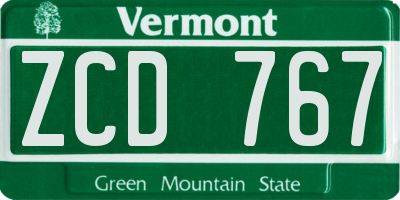 VT license plate ZCD767