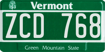 VT license plate ZCD768