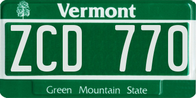 VT license plate ZCD770