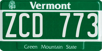 VT license plate ZCD773