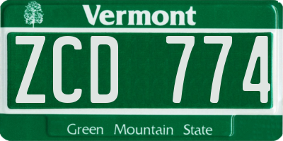 VT license plate ZCD774