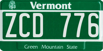 VT license plate ZCD776