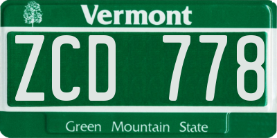 VT license plate ZCD778