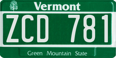 VT license plate ZCD781