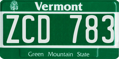 VT license plate ZCD783