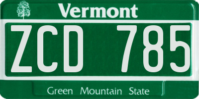 VT license plate ZCD785