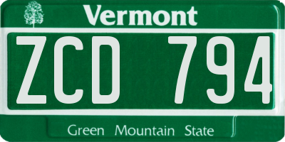 VT license plate ZCD794