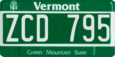 VT license plate ZCD795