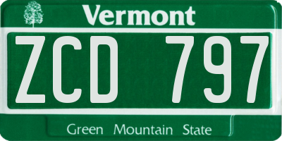 VT license plate ZCD797