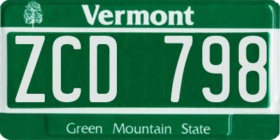 VT license plate ZCD798