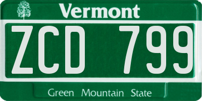 VT license plate ZCD799