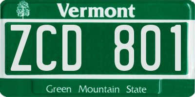VT license plate ZCD801