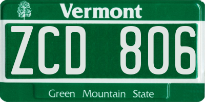 VT license plate ZCD806