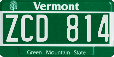 VT license plate ZCD814