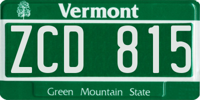 VT license plate ZCD815
