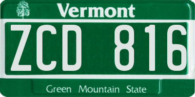 VT license plate ZCD816