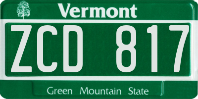 VT license plate ZCD817