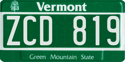 VT license plate ZCD819