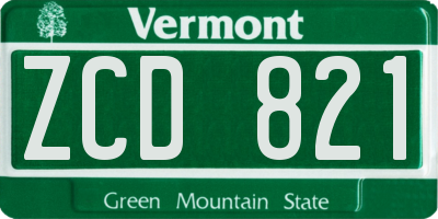 VT license plate ZCD821