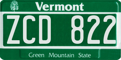 VT license plate ZCD822