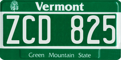 VT license plate ZCD825
