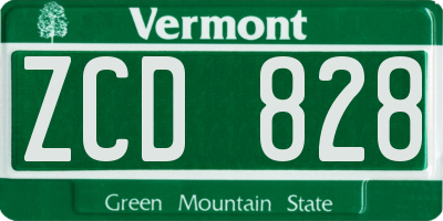 VT license plate ZCD828