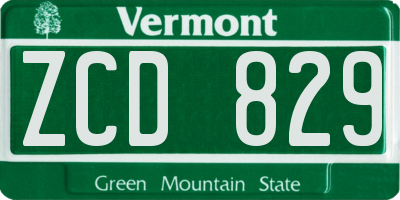 VT license plate ZCD829