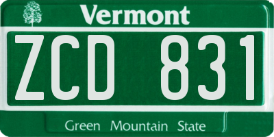 VT license plate ZCD831