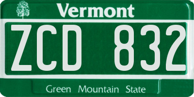 VT license plate ZCD832