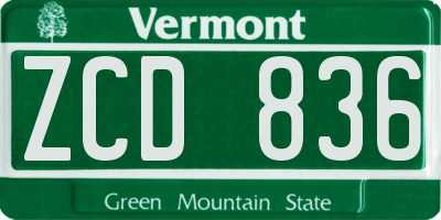 VT license plate ZCD836