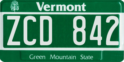 VT license plate ZCD842