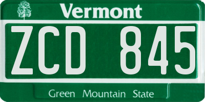 VT license plate ZCD845