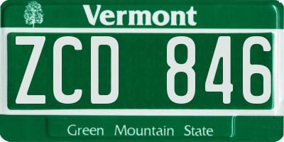 VT license plate ZCD846