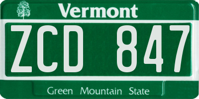 VT license plate ZCD847