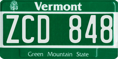 VT license plate ZCD848
