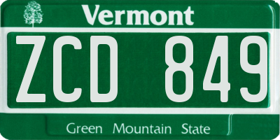 VT license plate ZCD849