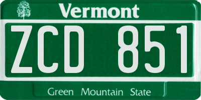 VT license plate ZCD851