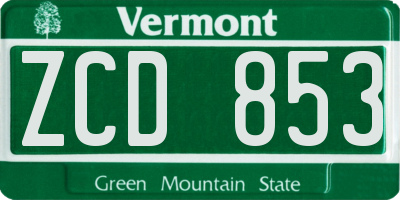VT license plate ZCD853