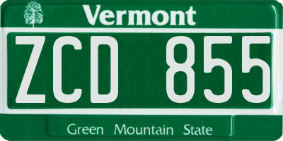 VT license plate ZCD855