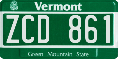 VT license plate ZCD861
