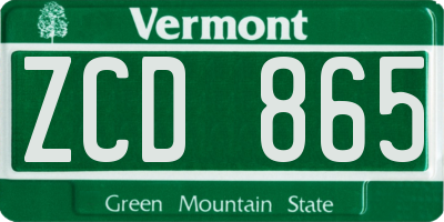VT license plate ZCD865