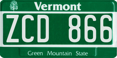 VT license plate ZCD866
