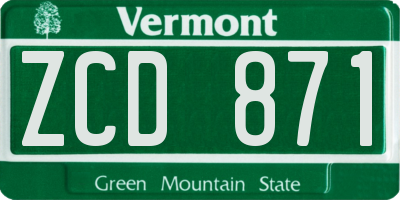 VT license plate ZCD871