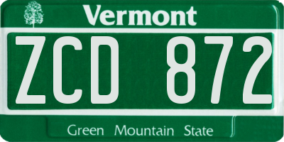 VT license plate ZCD872