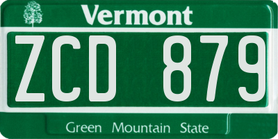 VT license plate ZCD879