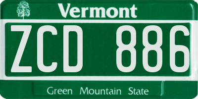 VT license plate ZCD886