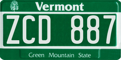 VT license plate ZCD887