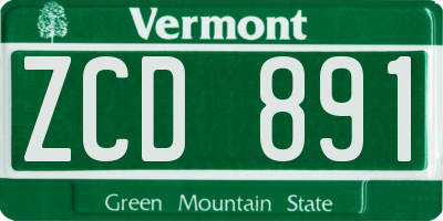 VT license plate ZCD891