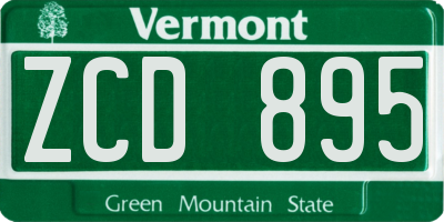 VT license plate ZCD895
