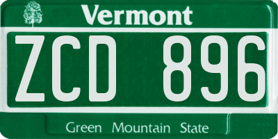 VT license plate ZCD896